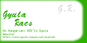 gyula racs business card